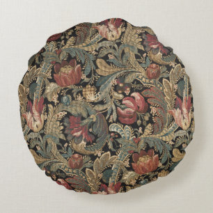 Coussins Ronds Motif botanique floral botanique vintage sombre et