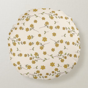 Coussins Ronds Motif botanique floral de marguerite jaune sur fon