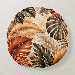 Coussins Ronds Motif botanique tropical Monstera d'automne