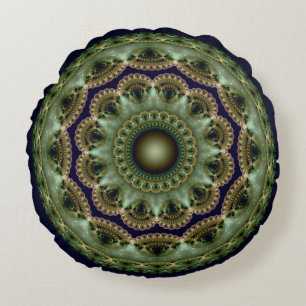 Coussins Ronds Motif brillant fractal magique glorieux