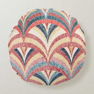 Coussins Ronds Motif brodé sans couture. Impression bohème abonda