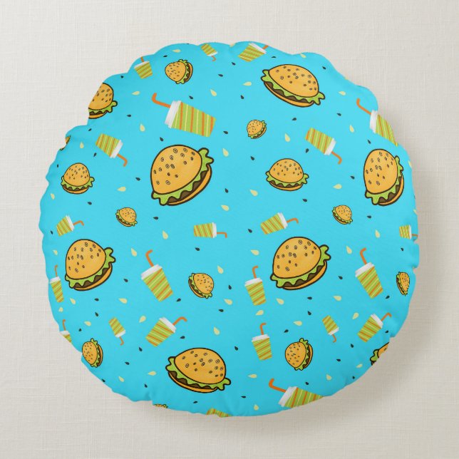 Coussins Ronds Motif Burgers (Devant)