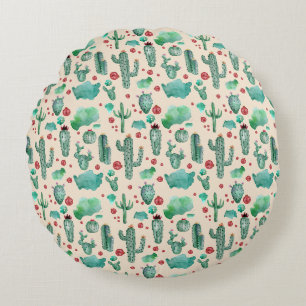 Coussins Ronds motif cactus et ladybug - arrière - plan beige