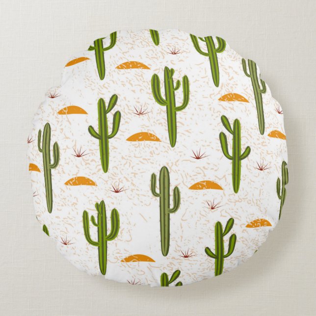 Coussins Ronds Motif, cactus, texture de sable, st mexicain (Devant)