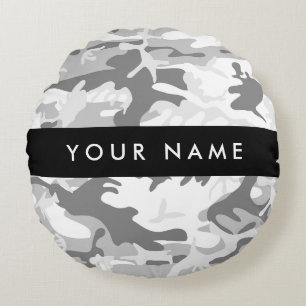 Coussins Ronds Motif camouflage gris neige hivernale Personnalise