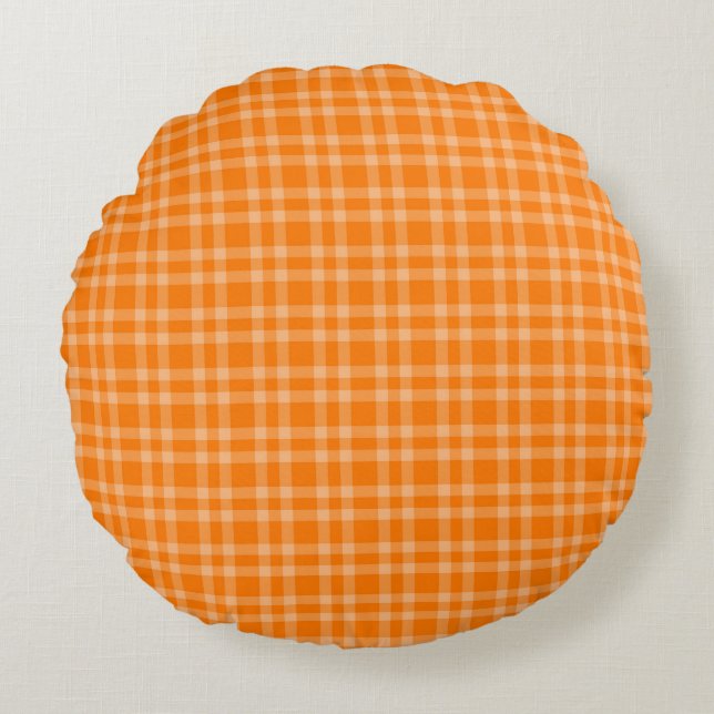 Coussins Ronds Motif carreau orange (Devant)