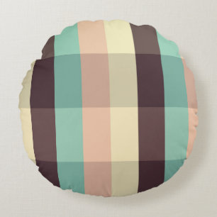 Coussins Ronds Motif carreau pastel en rayures horizontales