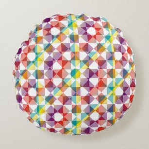 Coussins Ronds Motif carreaux diamant vichy coloré