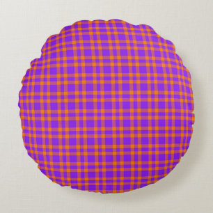 Coussins Ronds Motif carreaux orange violet