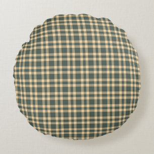 Coussins Ronds Motif carreaux vert jaune