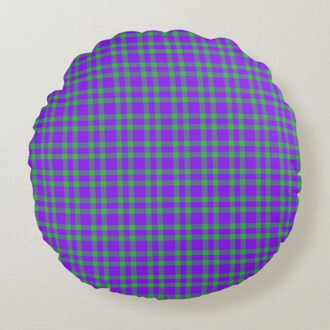 Coussins Ronds Motif carreaux violet vert (Devant)