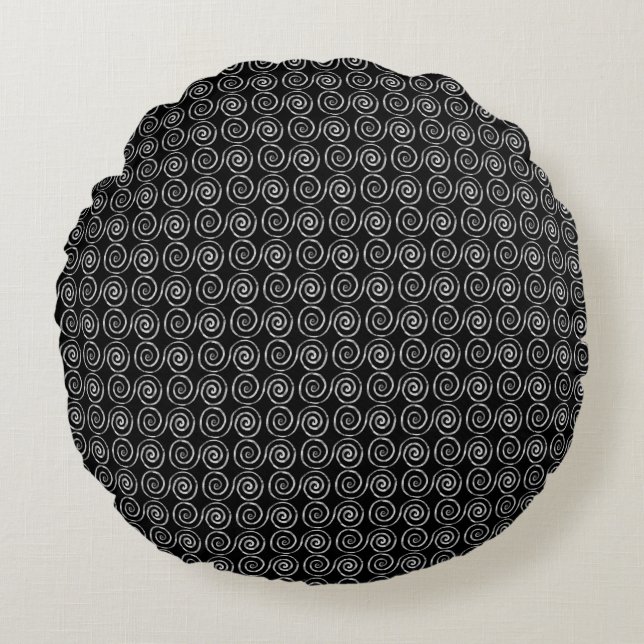 Coussins Ronds Motif celtique à double spirale (Devant)