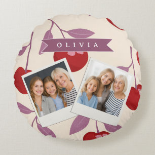 Coussins Ronds Motif Cerise Douce Personnalisé Rétro Fille Mignon