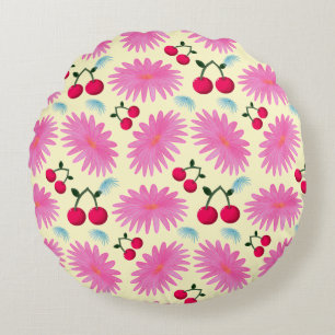 Coussins Ronds Motif Cerise Floral Rose Clair Mignon Kawaii