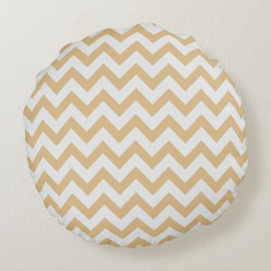 Coussins Ronds Motif chevron moderne neutre or et blanc