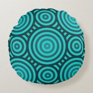 Coussins Ronds Motif circulaire géométrique moderne Turquoise