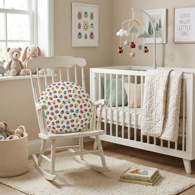 Coussins Ronds Motif coccinelles dessin animé coloré  (Créateur téléchargé)