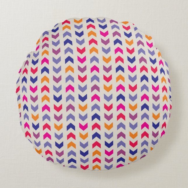 Coussins Ronds Motif coloré Aztec Chevron (Devant)