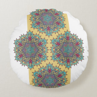 Coussins Ronds Motif coloré d'art floral Mandala.