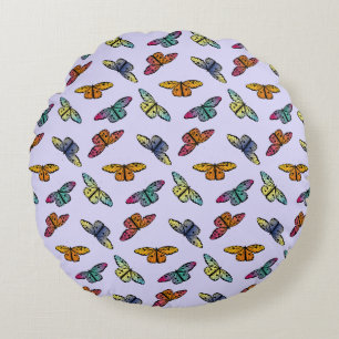Coussins Ronds Motif coloré de papillon monarque