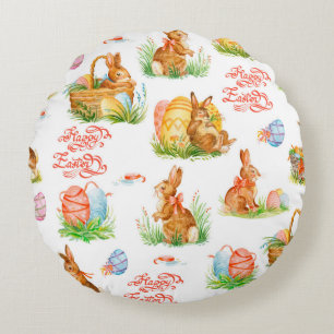 Coussins Ronds Motif coloré sans soudure avec conce de pâques de 