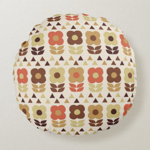 Coussins Ronds Motif continu fleurs rétro