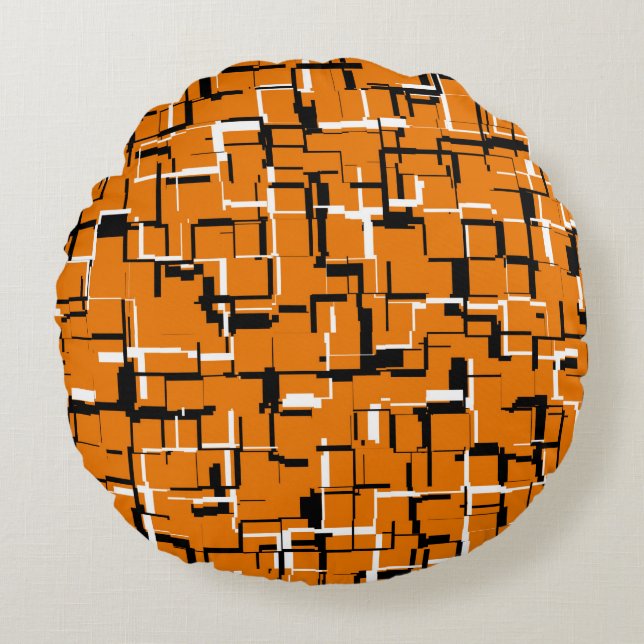 Coussins Ronds Motif Cool noir orange (Devant)