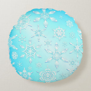 Coussins Ronds Motif Crystal Snowflakes
