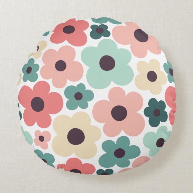 Coussins Ronds Motif d'alimentation en fleurs (Devant)