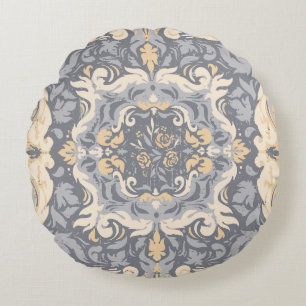 Coussins Ronds Motif damassé floral orné vintage
