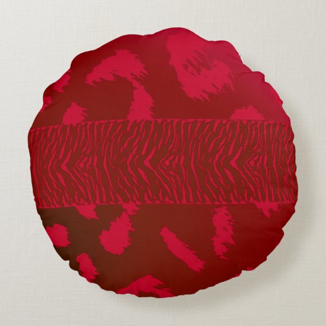 Coussins Ronds Motif d'animal sauvage rouge (Dos)