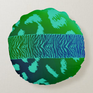 Coussins Ronds Motif d'animal sauvage vert