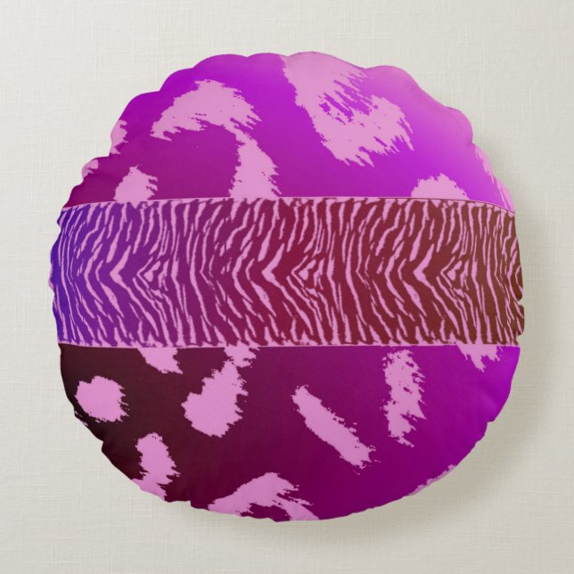 Coussins Ronds Motif d'animal sauvage violet (Devant)