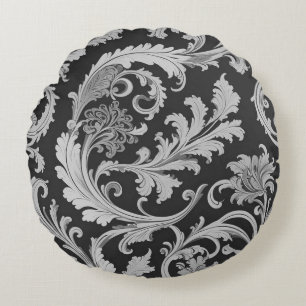 Coussins Ronds Motif d'antiquités Monochrome Fleur