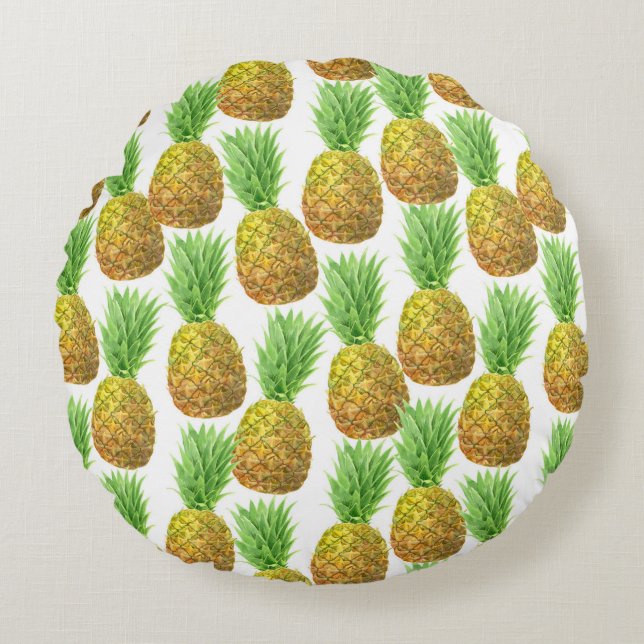 Coussins Ronds Motif d'aquarelle ananas (Devant)