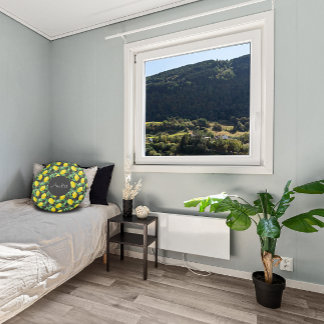 Coussins Ronds Motif d'aquarelle citron gris simple