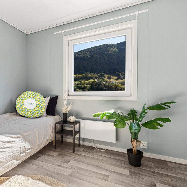 Coussins Ronds Motif d'aquarelle citron simple (Créateur téléchargé)