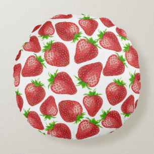 Coussins Ronds Motif d'aquarelle de fraises