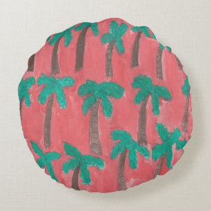 Coussins Ronds Motif d'aquarelle Palm Tree