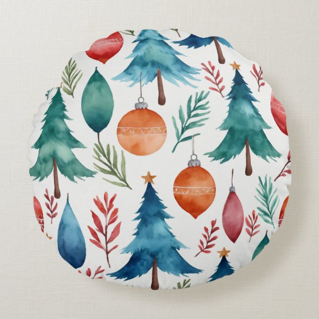 Coussins Ronds Motif d'arbre de Noël (Devant)