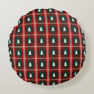 Coussins Ronds Motif d'arbre de Noël en patchwork à carreaux