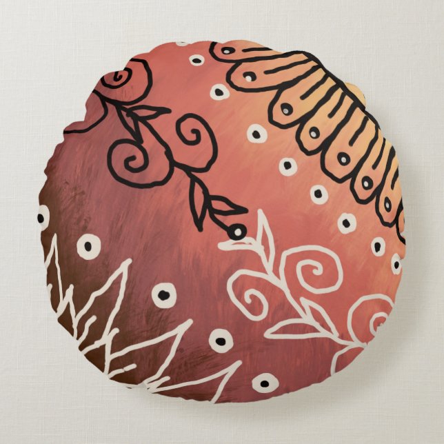 Coussins Ronds Motif d'art drôle rouge (Devant)