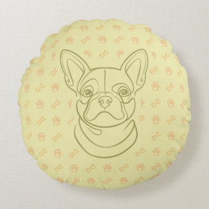 Coussins Ronds Motif d'art en ligne décoratif de Bouledogue Franç