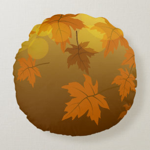 Coussins Ronds Motif d'automne avec feuilles d'érable en chute et