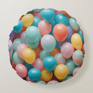Coussins Ronds Motif de ballons de fête colorés