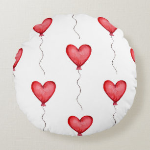 Coussins Ronds Motif de ballons en forme de cœur flottants