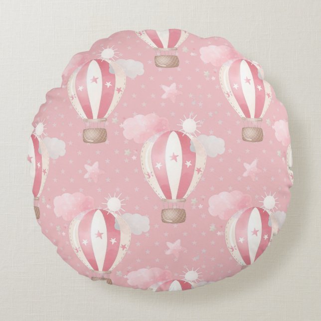 Coussins Ronds Motif de ballons roses (Devant)