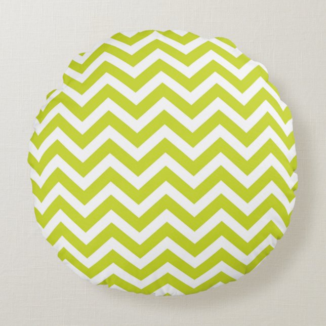Coussins Ronds Motif de bande vert Chevron (Devant)