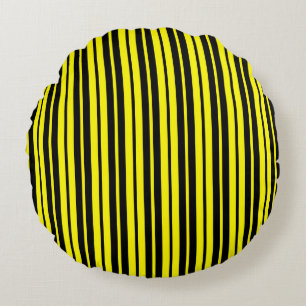 Coussins Ronds Motif de bandes verticales noires jaunes