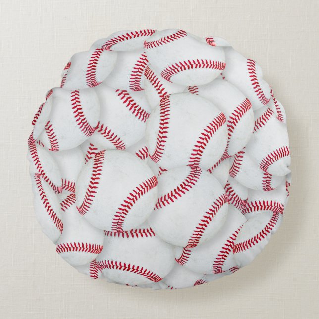 Coussins Ronds Motif de baseballs en couche (Devant)
